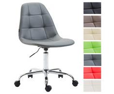 CLP Silla De Oficina Moderna Reims Tapizado En Cuero PU I Silla De Escritorio con Respaldo I Silla De Ordenador con Ruedas I Color: Gris