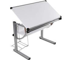 NOVA - Escritorio de Dibujo inclinable, Altura Ajustable 58-78 cm, Estante, Porta bolígrafos, Regla y Bolso, Color a Elegir, Mesa de Dibujo, Mesa de Oficina inclinable, Color Blanco