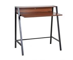 HOMCOM Mesa de Ordenador Escritorio para Hogar Oficina Estilo Industrial 84x45x85cm Color Nogal