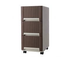 Feibrand 3 Cajones Armario Mueble Cajonera Plastico Almacenaje con Ruedas Organizador para Juguetes Ropa Bano Estanteria Alto 18,9 x 12,6 x 25,6 Pulgadas