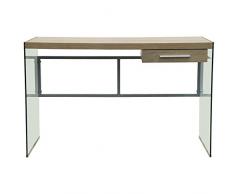 DRW Mesa Escritorio Cristal/Madera/Metal_120x60x75cm