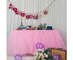 MYMM Falda de la Tabla,Gasa romántica del Escritorio de Tulle tutú,decoración de la Tabla, Boda, cumpleaños, Partido, Barra, Baile de Fin de Curso, día de Tarjeta del día de San Valentín(Rosa)