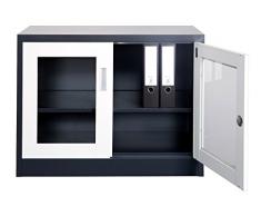 Armario oficina mueble archivador metal "Ufa" gris oscuro-blanco