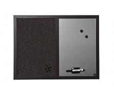 Bi-Office Black Shadow - Pizarra Combinada de Doble Uso, Pizarra Magnética y Tablón de Tela Gris Oscuro, 60 x 45 cm