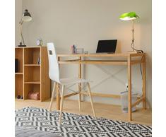 Relaxdays Mesa de ordenador, teclado cajón de madera, escritorio de oficina sólido, HxWxD: 76,5 x 106,5 x 55,5 cm, color marrón
