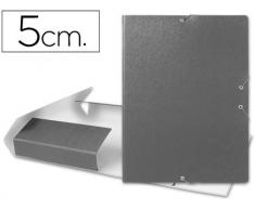 CARPETA PROYECTOS LIDERPAPEL FOLIO LOMO 50MM CARTON GOFRADO GRIS