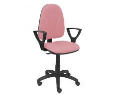 Silla de oficina ergonómica y anatómica con mecanismo de contacto permanente y regulable en altura - Asiento y respaldo tapizados en tejido BALI color rosa (BRAZOS FIJOS INCLUIDOS) PIQUERAS Y CRESPO Modelo Algarra