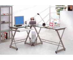 SixBros. Mesa de ordenador vidrio/gris plateado - CT-3802/45
