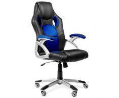 RACING - Silla de Oficina Racing Gaming, sillon de Despacho escritorio Gamer color Azul con reposabrazos y ajustable, 4 ruedas