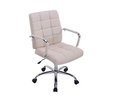 CLP Silla de Escritorio Deli Pro en Tela | Silla Ejecutiva Giratoria & Regulable en Altura I Silla de Oficina con Ruedas I Color: Crema