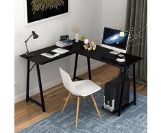 Soges Mesa ordenador Gran escritorio de esquina Moderna L(120+90) * W48 * H75 cm Escritorio para Oficina Escritorio, 701T-BK Negro