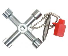 KS Tools 130.1015 - Llave para armario de distribución universal, con cadena y adaptador de bits (tamaño: 72 x 72 mm, 71 mm)