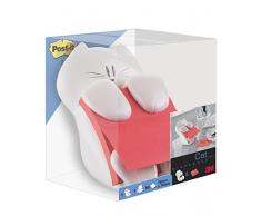 Post-It CAT-330 - Dispensador de notas, diseño Gato, color blanco (7,6 x 7,6 cm) – Incluye 1 bloc de Z-notas adhesivas super sticky color amapola