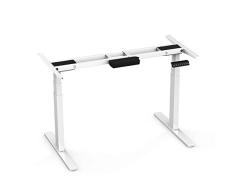 AIMEZO Escritorio de Oficina Escritorio de Pie Altura Ajustable Escritorio Marco Doble Motor 3 Sección Patas Telescópicas de Acero Standing Escritorio Escritorio Ajustable (Blanco)