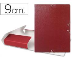 CARPETA PROYECTOS LIDERPAPEL FOLIO LOMO 90MM CARTON GOFRADO ROJA