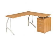 Piranha Trading Escritorio de Esquina Reversible Elegantemente Diseñado con Cajones y Archivador Efecto Madera Roble PC 28o