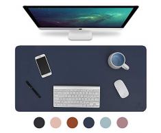 Knodel Alfombrilla de escritorio, Estera del escritorio de oficina, Vade para escritorio hecho de cuero PU, alfombrilla del escritorio del ordenador portátil, Doble cara (Azul oscuro / Amarillo)