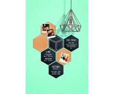 Securit - Hexagonal Juego de 7 pcs (4 x Pizarra + 3 x Corcho), Negro, 17,9 x 15,5 x 0,3 cm