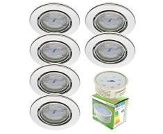 Trango 6x Downlight empotrable de baño LED en cromo redondo, TG6729-068M3 Luminarias empotradas, focos de techo incl. 6 módulos LED de 3 vatios Ultra Flat solo profundidad de instalación de 3 cm
