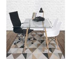 Homely - Mesa de Escritorio Cairo Antique Tapa de Cristal y Patas de Metal símil Madera Color Roble de 120x79,5 cm