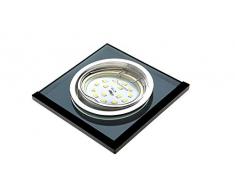 Trango Conjunto de 3 Proyectores LED empotrados de diseño TG6736S-03B Luminarias empotradas I Focos de techo I Focos de vidrio negro y aluminio con 3 fuentes de luz LED GU10 Focos empotrados