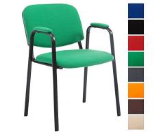 CLP Silla Confidente Ken Pro Tapizada En Tela I Silla De Conferencia con Base De Metal Negro I Silla De Oficina Sin Ruedas I Color: Verde