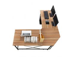 sogesfurniture Escritorio de Computadora en Forma de L, 150cm + 150cm Mesa de Ordenador Mesa de Estudio Estación de Trabajo, Mesa Esquinera para Casa, Oficina, Roble LD-Z01OK-BH