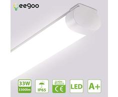 Oeegoo Tubo LED 120cm, 33W 3300Lm (reemplazo de bombilla de 300W) Tubo fluorescente, Impermeable IP65 Luminaria de Taller lámpara de baño Garaje Oficina Bodega Cocina blanco neutro 4000K