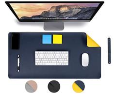 MyGadget Vade Protector de Escritorio en Cuero PU 60 x 30 cm - Alfombrilla Antideslizante en Piel Ecológica para Mesa Gaming Ordenador - Amarillo y Azul