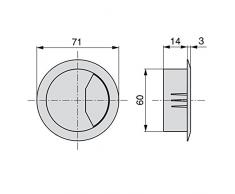 Emuca 3196317 - Lote de 20 pasacables circulares diámetro 60mm para encastrar en escritorio/mesa en plástico, color negro