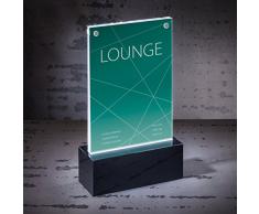 Sigel TA423 Soporte de sobremesa con LED para A6, presentación a dos caras, con iluminación, transparente/negro, Acrílico