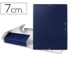 CARPETA PROYECTOS LIDERPAPEL FOLIO LOMO 70MM CARTON GOFRADO AZUL