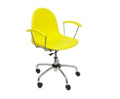 PIQUERAS Y CRESPO Modelo 320 - Silla de oficina ergonómica con brazos fijos, regulable en altura y giratoria 360º - Asiento y respaldo de plástico de color amarillo
