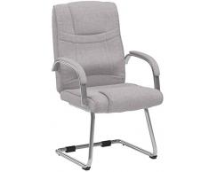 CLP Silla De Oficina Sin Ruedas XXL Attila Tapizada En Tela I Silla Oscilante con Base De Metal I Silla Estilo Cantiléver Acolchada I Color: Gris