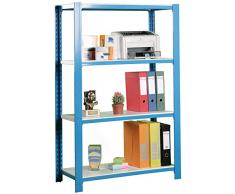 Simonrack 442100143159044 Estantería Tornillos (1500 x 900 x 400 mm, 200 kg, 4 estantes metálicos) Color Azul/Blanco