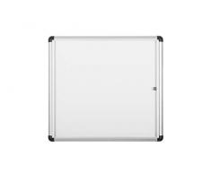 Bi-Office Boletín Enclore Extra, Superficie magnética en acero lacado, Tablón de anuncios con puerta con bisagras para aluminio interior, 748 x 686 mm - 6xA4