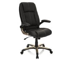 hjh OFFICE 621600 silla de oficina PALATIN piel sintética negro, muy cómodo, buen acholchado, con apoyabrazos plegables, respaldo inclinable y bloqueable, estable, fácil de limpiar, buen acabado, sillón oficina