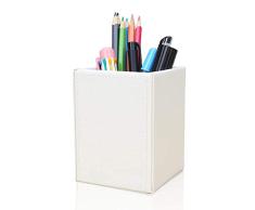 LiLan Piel Sintética Portalápices (Blanco)
