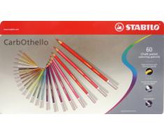 Stabilo Carbothello - Lápices para colorear pastel (caja metálica, 60 colores variados, con sacapuntas y accesorio para mezclar)