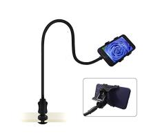 AFUNTA Soporte para Teléfono Móviles, 360 Ajustable Brazo Flexible Soporte Universal de Cuello de Ganso para Smartphone iPhone Samsung- Negro