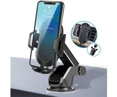 MOSUO Soporte Móvil Coche, 3 en 1 Soporte para Télefono de Coche Giratorio 360° para Rejillas/Salpicadero/Parabrisas con Ventosa y Brazo Ajustable para iPhone, Samsung Galaxy, Huawei