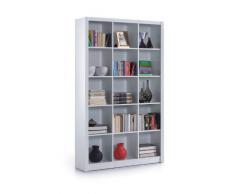 Habitdesign 005493BO - Estantería librería Triple, Color Blanco Brillo, Medidas 195 x 114 x 30 cm de Fondo