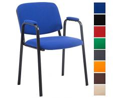 CLP Silla Confidente Ken Pro Tapizada En Tela I Silla De Conferencia con Base De Metal Negro I Silla De Oficina Sin Ruedas I Color: Azul