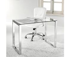 Escritorio, mesa ordenador, estudio, oficina, despacho. Cristal y pata cromada de acero