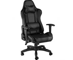 TecTake 800728 Silla Racing de Oficina Sillon de despacho Ejecutivo Estudio giratoria (Negro-Negro | no. 403209)