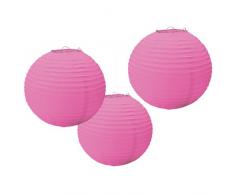 amscan International - Lote de 3 faroles Redondos de Papel, Color Rosa