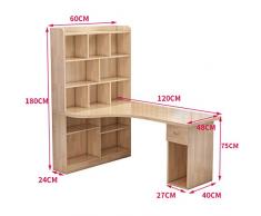 JiaQi Madera Sólida Tabla De La Computadora,casa Esquina Escritorio De Estudio,estación De Trabajo con Estantería con Mainframe Shelf Moderno Studio Desk-a 120x60x180cm(47x24x71inch)