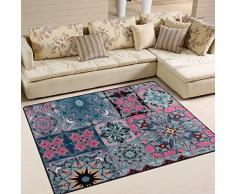Yibaihe Coloridos patrones marroquíes impreso gran área Alfombra Ligera Antideslizante Antiestática Impermeable Suelo Alfombra para Salón Dormitorio Hogar Deck Patio, 160 x 122 cm (5'3" x 4'), 100% poliéster, multicolor, 160 x 122 cm (5'3" x 4')