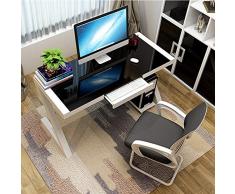 DLIBIG Vidrio Templado Oficina Mesa Escritorios Computadora Hogar Sala Estar Oficina Estudio Juego Mesa Estación Trabajo Muebles Escritorio Moderno Metal Marco Patas De Hierro,A,140 * 60 * 75CM