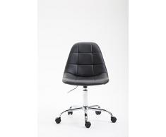 CLP Silla De Oficina Moderna Reims Tapizado En Cuero PU I Silla De Escritorio con Respaldo I Silla De Ordenador con Ruedas I Color: Negro